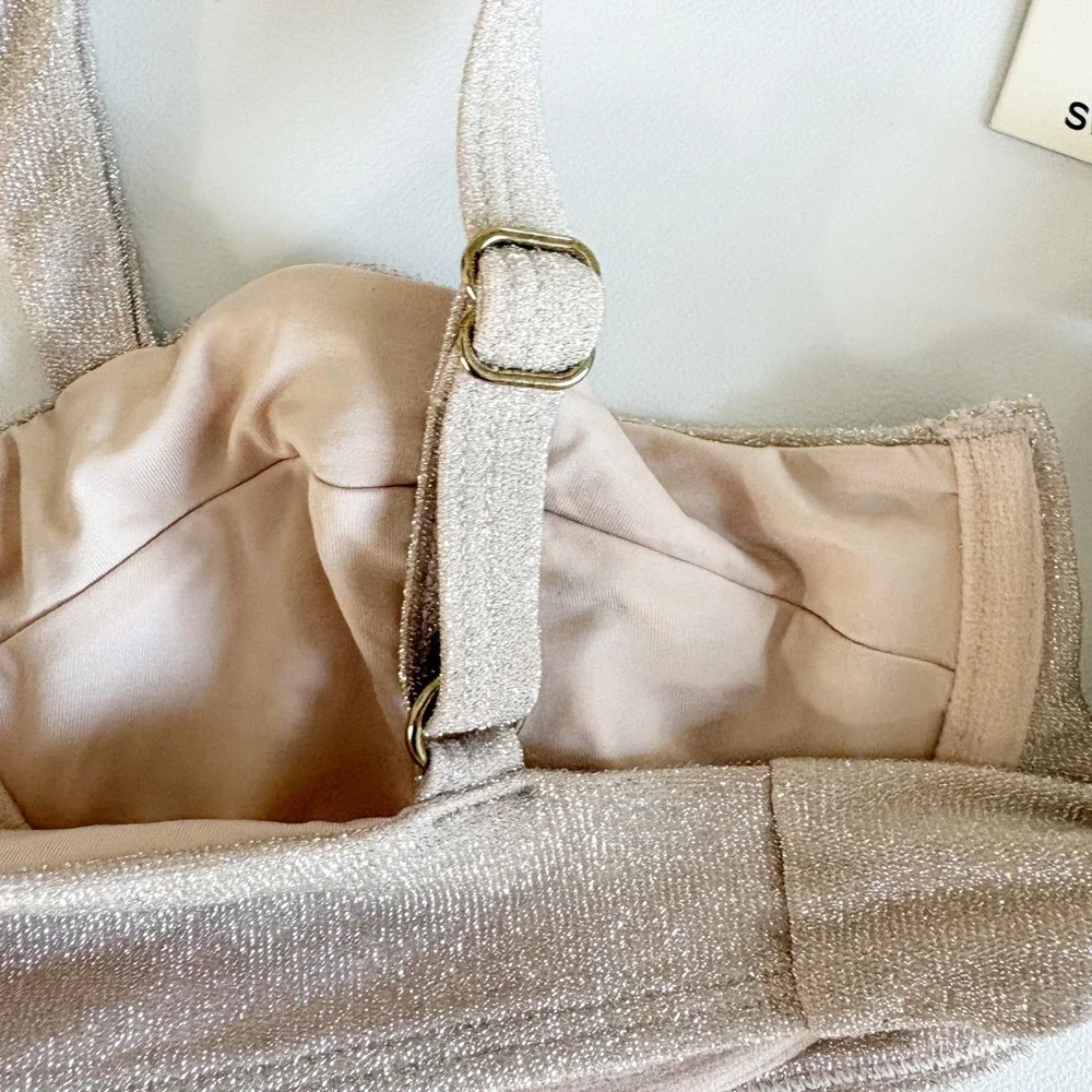 NWT Monday Swimwear Womens Pearl Shimmer Clovelly Underwire Bikini Top Size L
